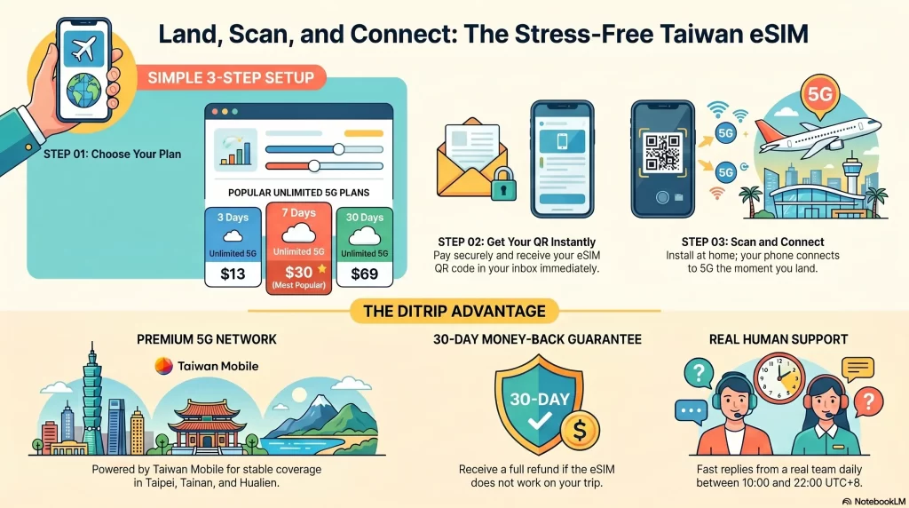 eSIM for Taiwan the best in 2026: Why DiTrip Is the Top Choice for Travelers?